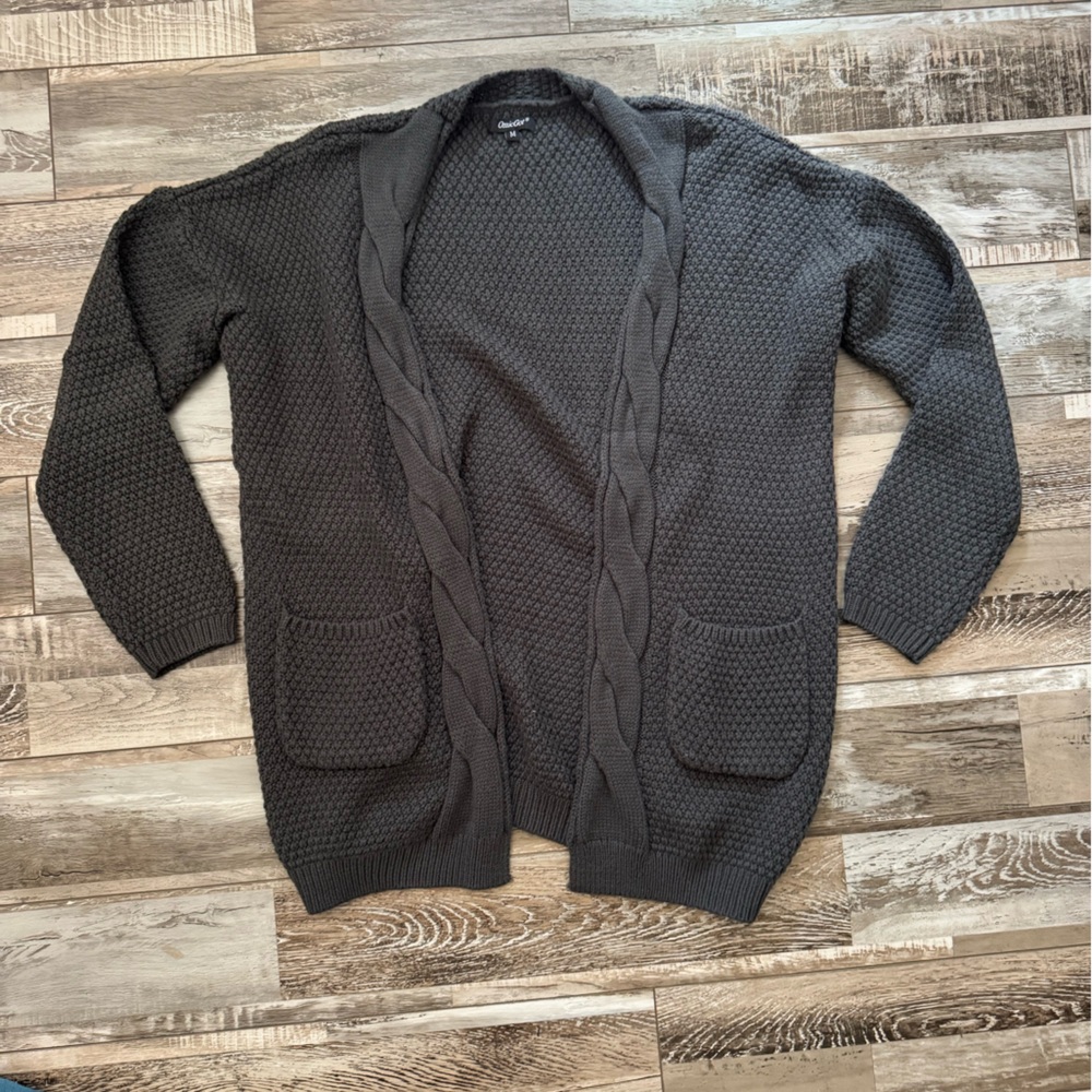 Cozy Dark Grey Knit Cardigan